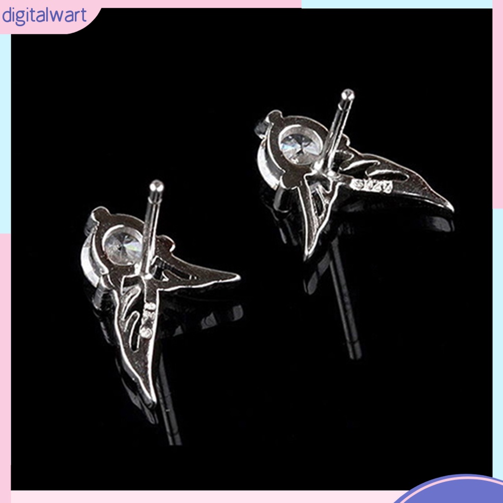 Cặp khuyên tai mạ bạc thiết kế cánh thiên thần đính đá sang trọng cho nữ