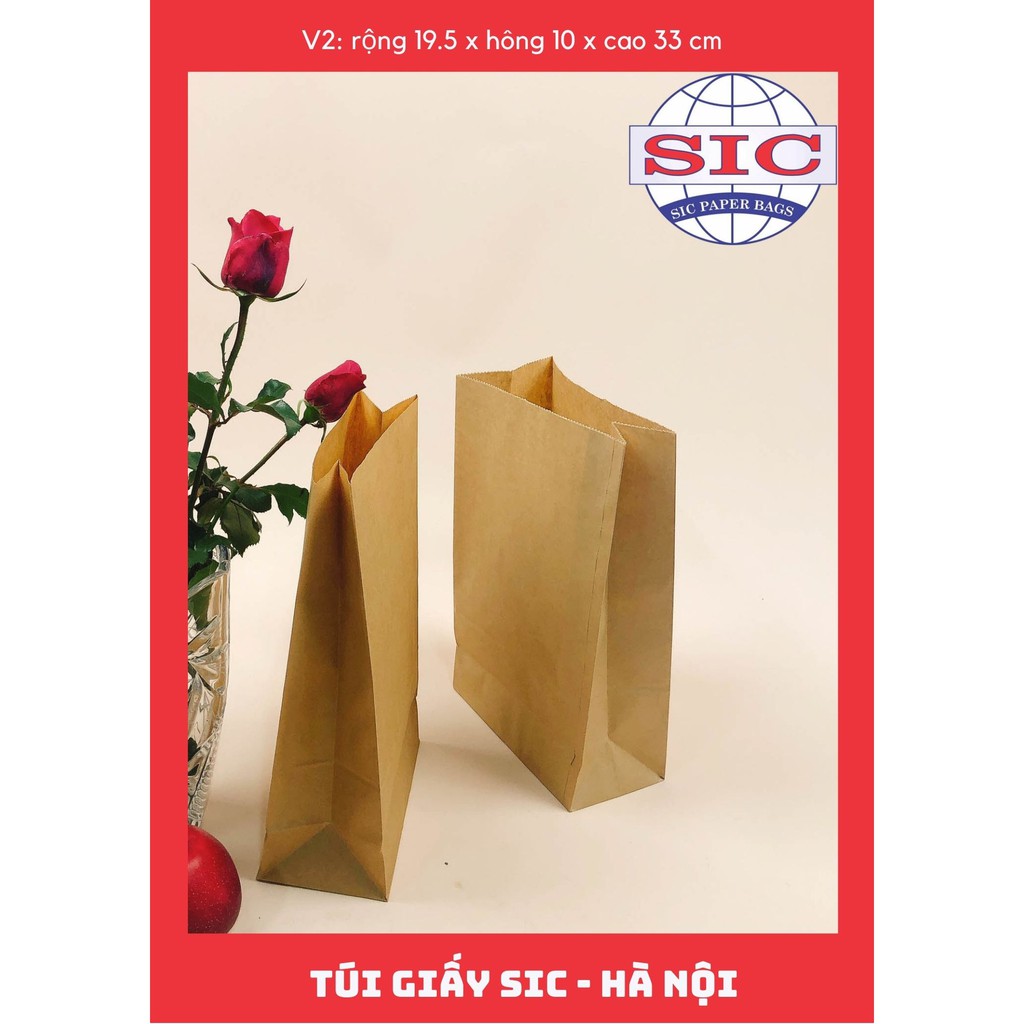 [SET 10 CHIẾC] TÚI GIẤY KRAFT V2: 19.5X10X33 KHÔNG QUAI ( ẢNH THẬT)