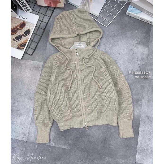 Áo khoác len có nón kéo khóa hàng QC!