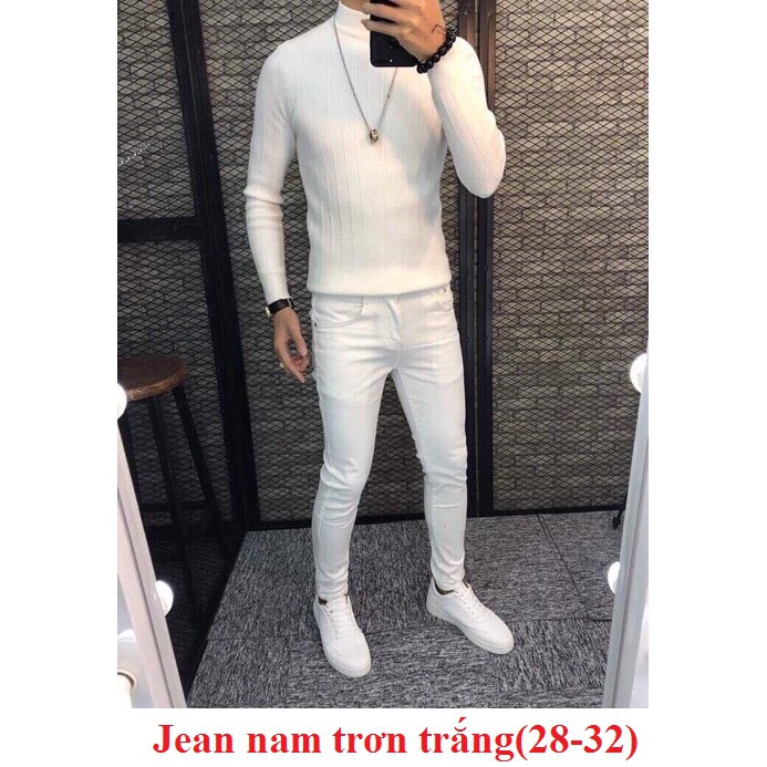 Quần Jean rách gối trắng đen vải dày dặn co giãn thoải mái quần jean nam đẹp cá tính ( Shop bán Chân Thành Uy Tín)