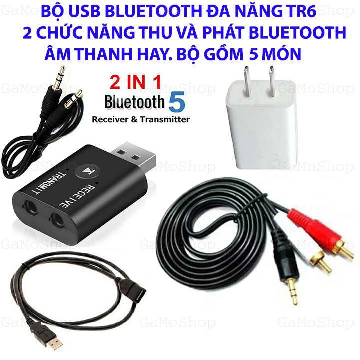 B5- Bộ USB Bluetooth đa năng YET-TR6 5in1 Thu Và Phát Bluetooth Âm Thanh Stereo cho amply,loa, tivi,laptop...