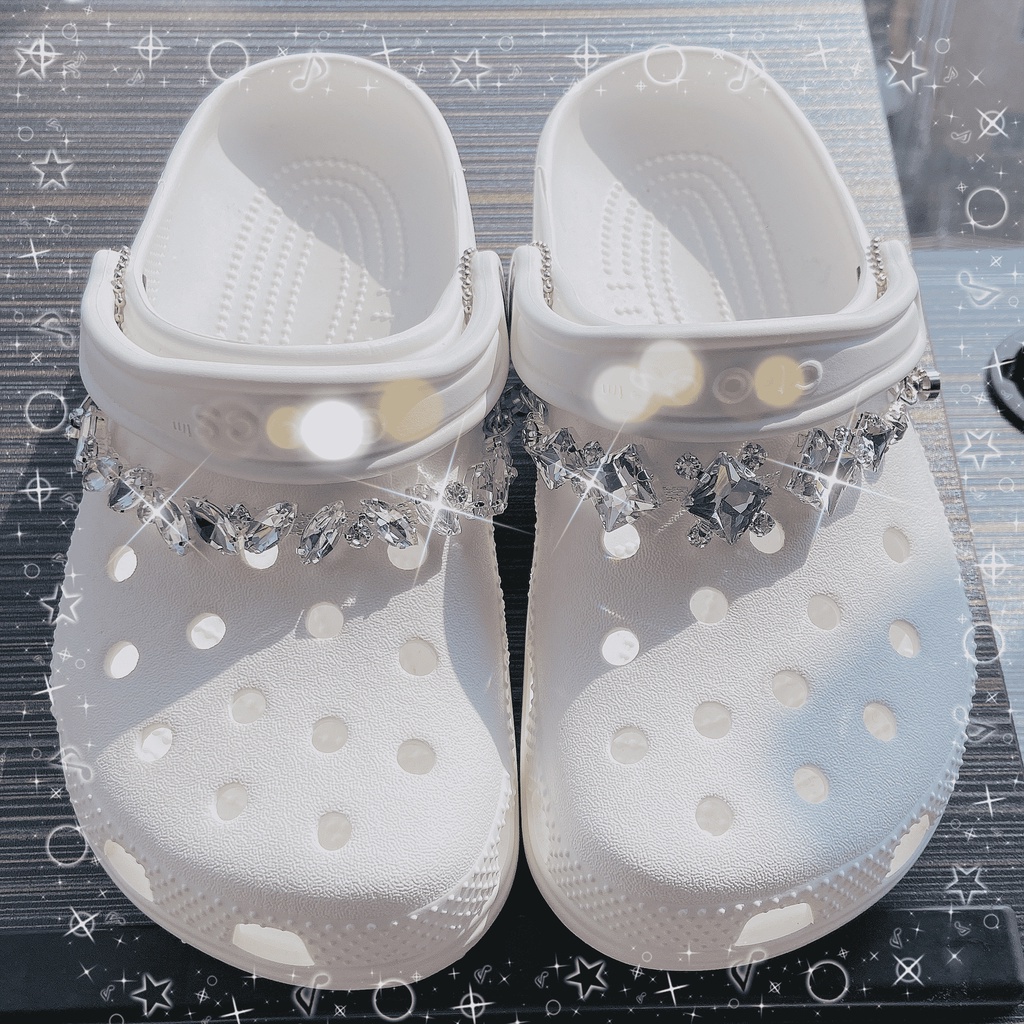 Chuỗi Dây Xích Kim Loại Đính Đá Kim Cương Ngọc Trai Thời Trang Trang Trí Giày Dép Quai Xích