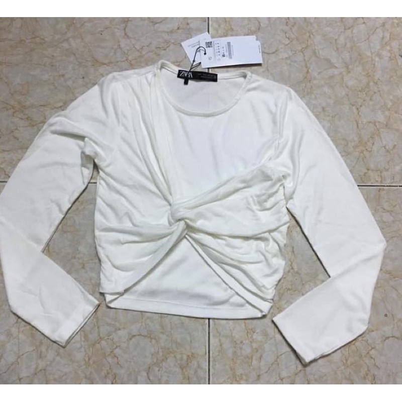 Áo Zara Xuất Xịn Xoắn Ngực Trắng Size S ( Có Sẵn )