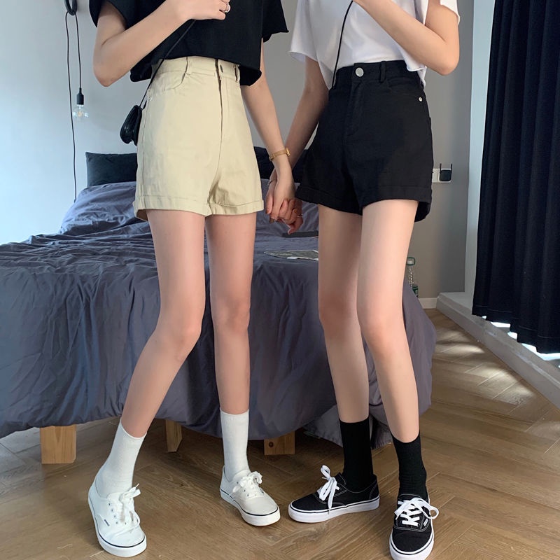 COZOK Quần Short Denim Lưng Cao Ống Rộng Kiểu Hàn Quốc Dễ Phối Đồ