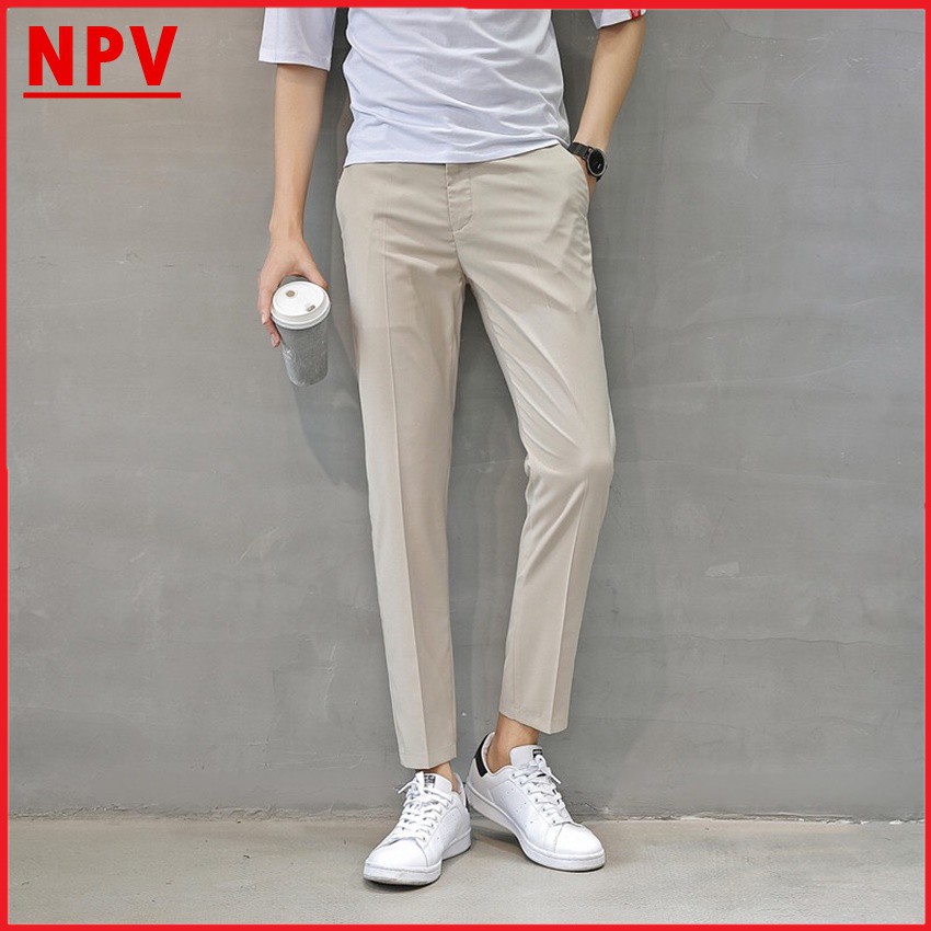 Quần âu nam ống côn NPV vải lụa co giãn,quần tây nam không nhăn, không xù, trẻ trung | BigBuy360 - bigbuy360.vn