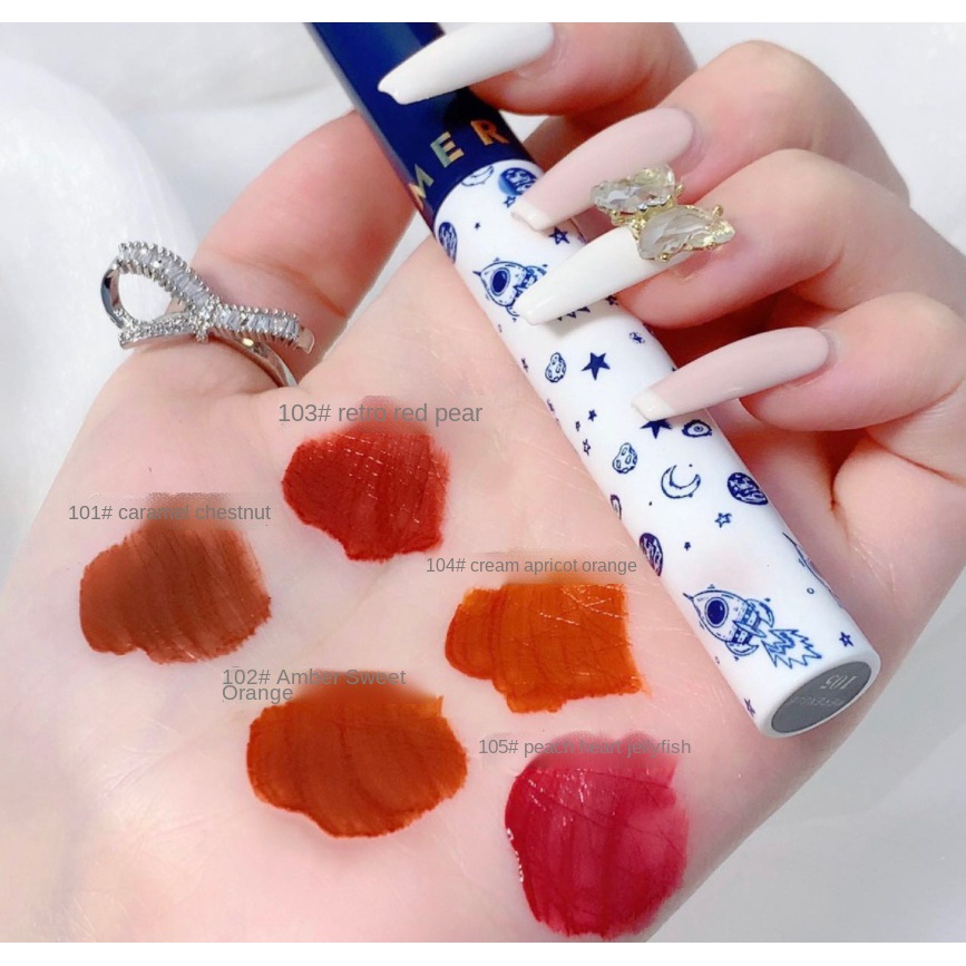 Set 5 son môi MERENGUE chất nhung lì thiết kế vỏ hình hành tinh đẹp mắt