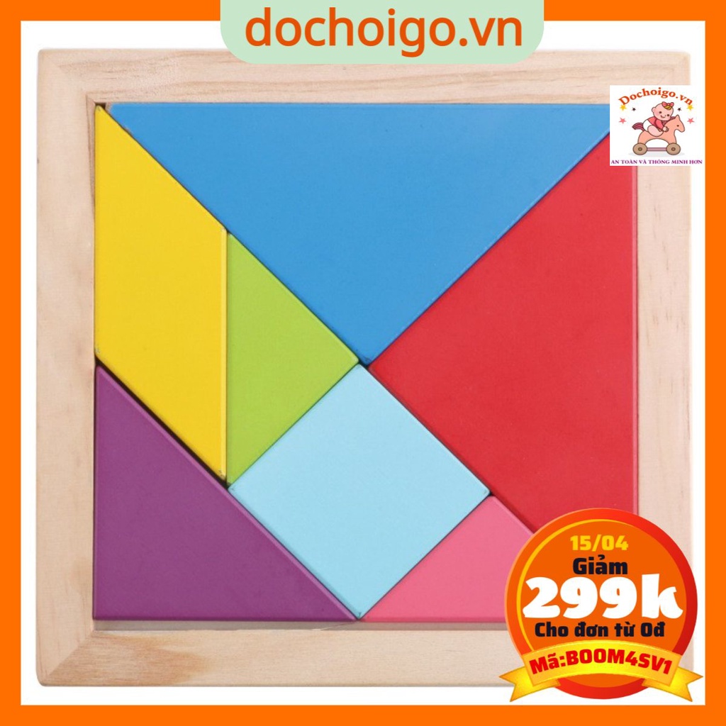 Đồ chơi xếp hình Tangram bằng gỗ cho trẻ tư duy,giáo cụ montessori - phát triển trí tuệ dochoigo.vn