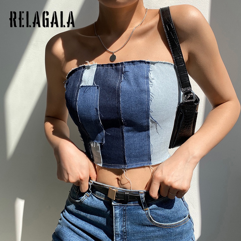 Áo denim hai dây hở lưng dáng ôm thời trang quyến rũ cho nữ 2021 | BigBuy360 - bigbuy360.vn