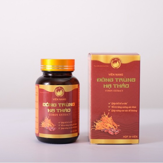 đông trùng hạ thảo cordyceps lâm đồng DLAFOO dạng hộp 30 viên nang