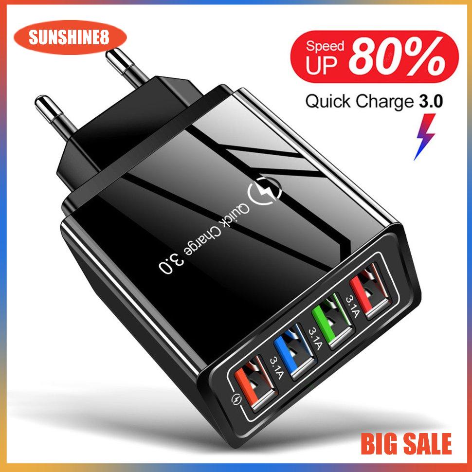 【SUN】[29K]4 USB 3A Mobile Phone Charger Fast Charging Portable Wall Mobile Charger