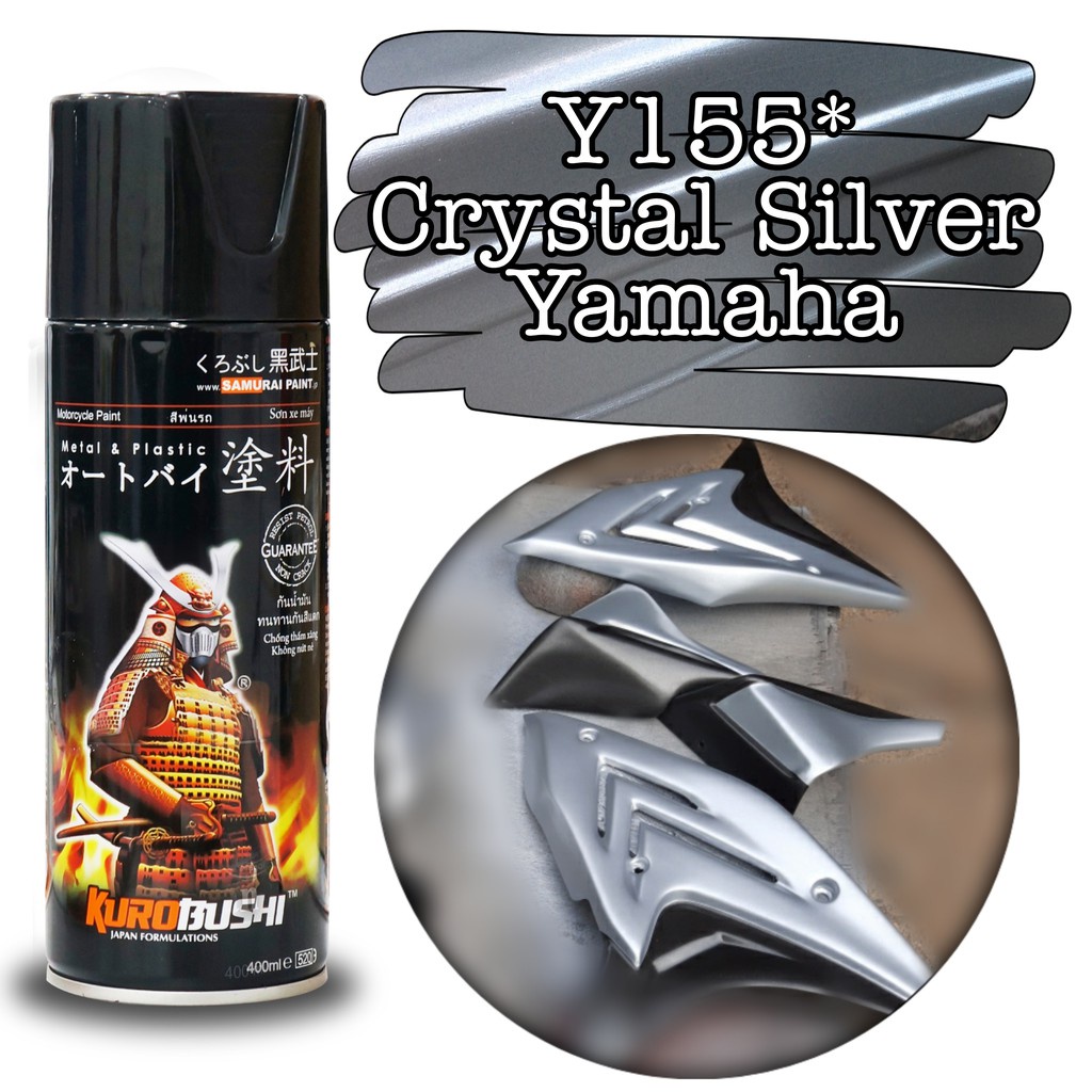 Sơn xịt Samurai màu bạc pha lê Y155 400ml vòi phun chống chảy độ bền màu cao tùy chọn chai lẻ hoặc bộ Combo