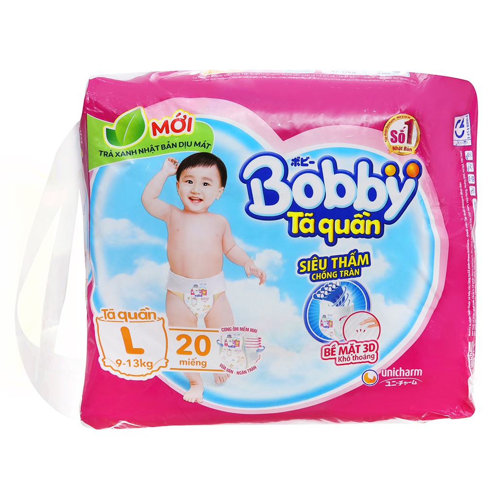 Tã quần Bobby size L 20 miếng (cho bé 9 - 13kg)