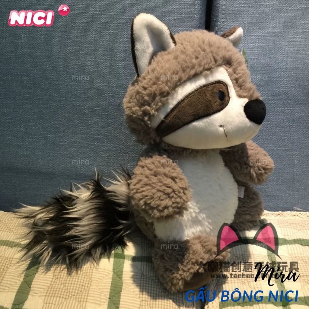 Gấu Bông Gấu Mèo Hãng Nici, Búp Bê Thú Nhồi Bông Thương hiệu NICI Quà Sinh Nhật MIRA-GB28015