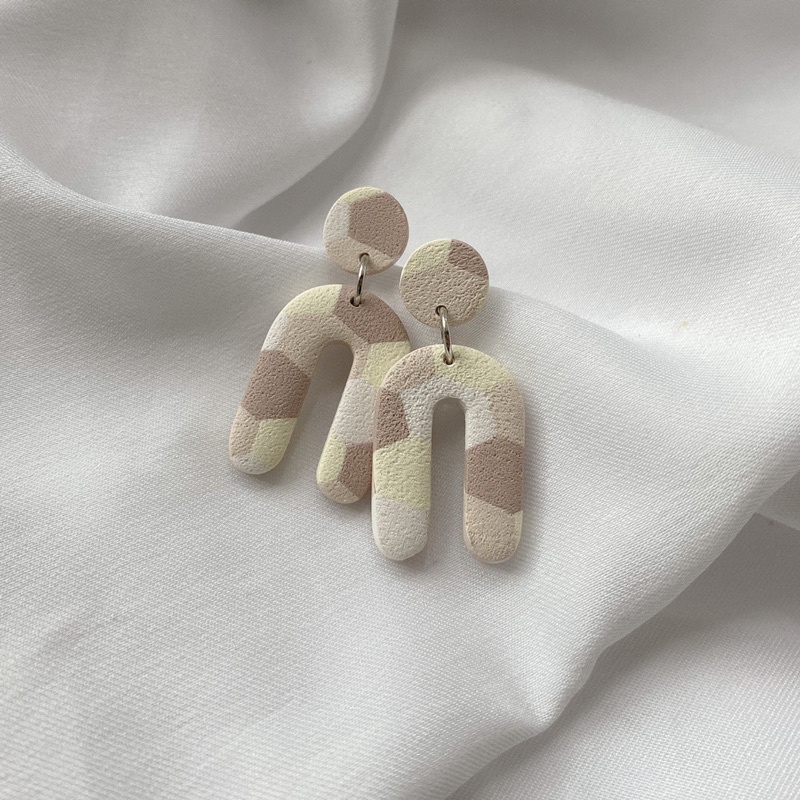 Khuyên tai đất sét nung Polymer Clay (Cappuccino)