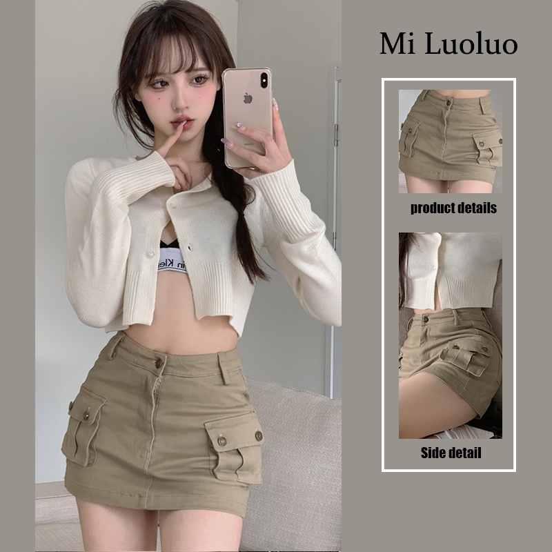 Chân váy jean Phối Túi Thời Trang Retro Dành Cho Nữ