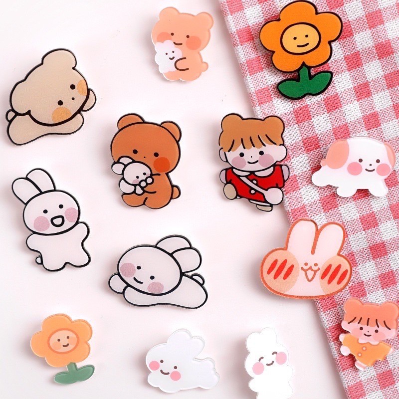 Set 3 Sticker Huy Hiệu Cài Áo,Balo,Túi Tote Hoạt Hình Dễ Thương