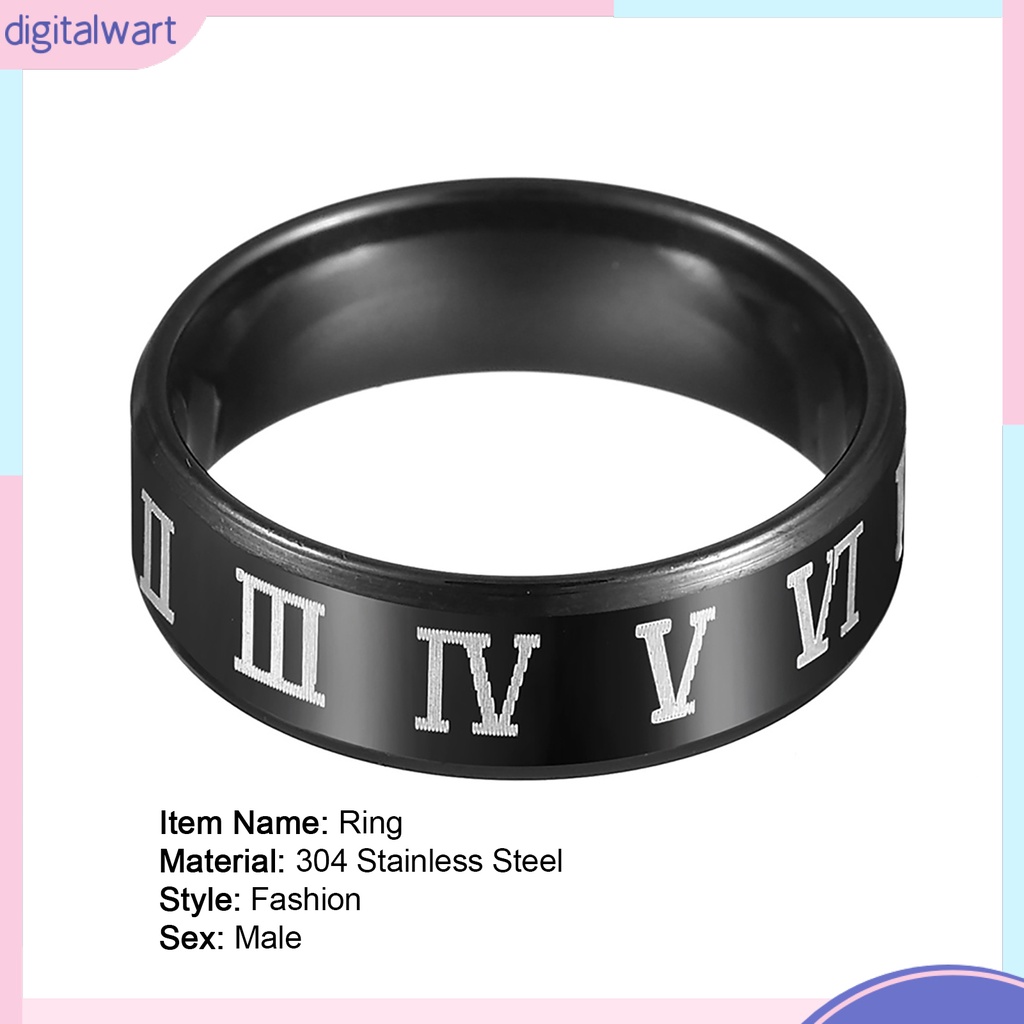 Nhẫn thép không gỉ họa tiết số la mã thời trang