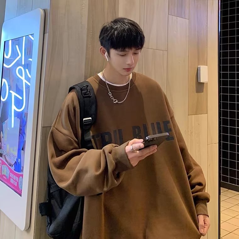 Áo Nỉ Dài Tay Cổ Tròn Form Rộng In Chữ Thời Trang Cho Nam Và Nữ Cỡ M-5XL