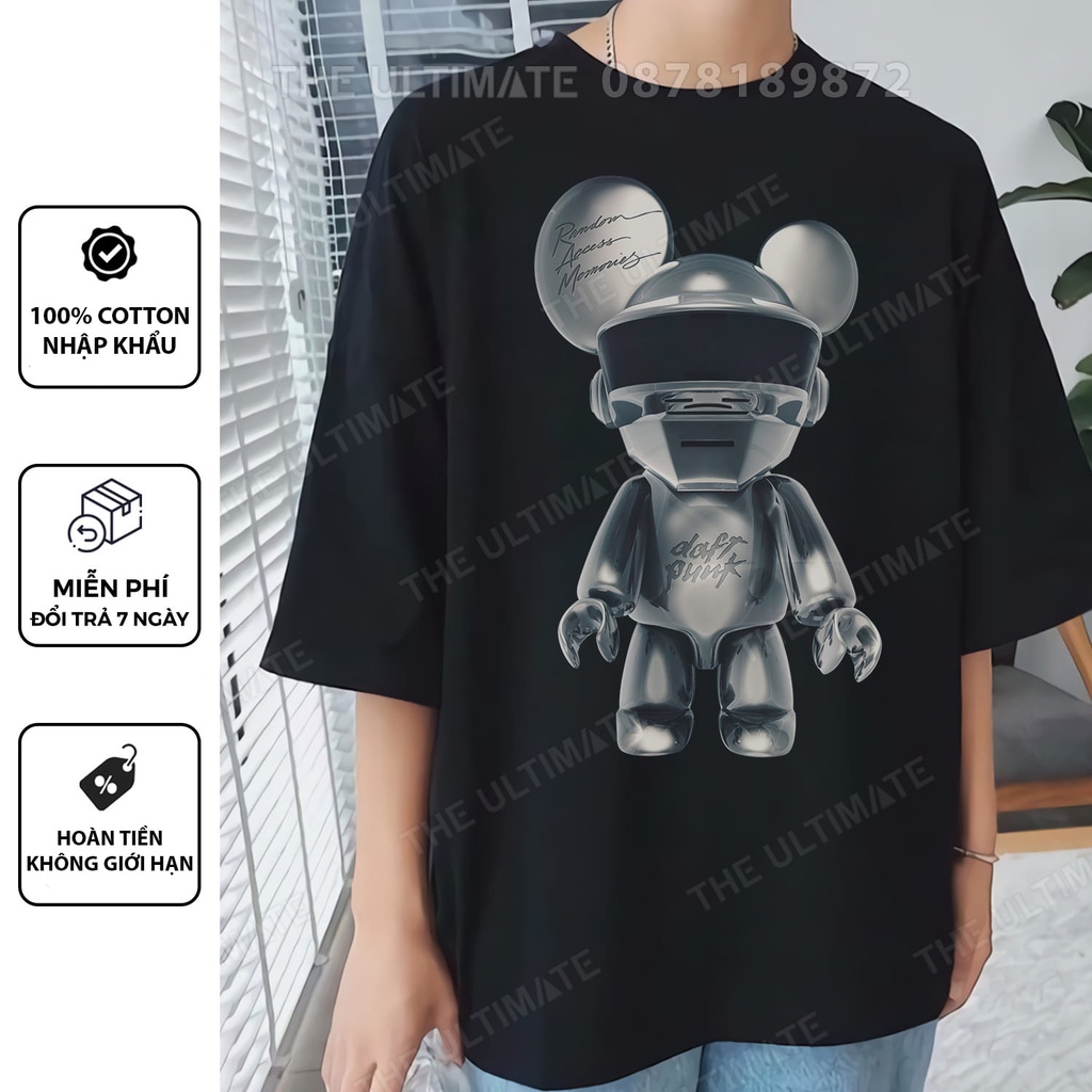 Áo phông Bearbrick form rộng nam nữ áo phông in hình tay lỡ cotton 100% The Ultimate
