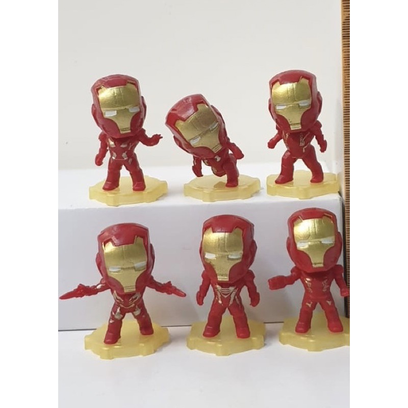 Set 6 Mô Hình Nhân Vật Hoạt Hình Iron Man Chibi Trang Trí Bánh Kem