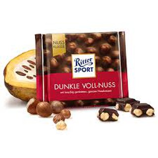 Sô cô la nhân hạt dẻ  DUNKLE VOLL Nuss hiệu Ritter Sport – gói 100gr (HSD: 10.10.2019)
