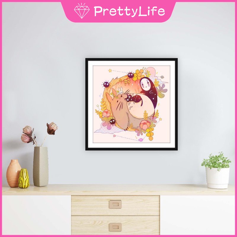 Bộ Tranh Đính Đá 5D Tự Làm 30x30cm Hình Totoro Hoạt Hình Trang Trí Nhà Cửa