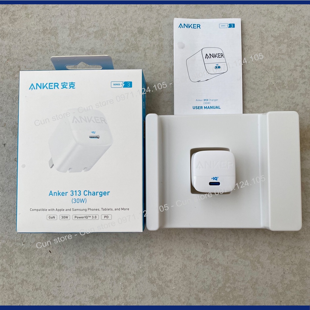 Củ sạc Anker 313 GaN 30W hỗ trợ IQ3.0/PD/PPS cho 14Pro/Max chân gập - A2639 | Bảo hành 12 tháng
