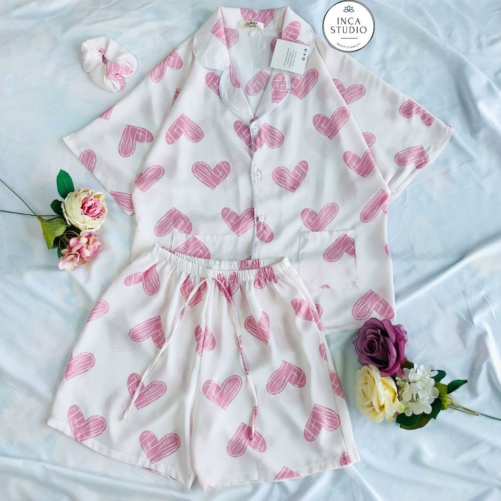 (Loại 1) Đồ ngủ Pyjama lụa mango họa tiết form cánh dơi IC02- Free size dưới 65kg, Lụa mango thoáng mát- INCA 02