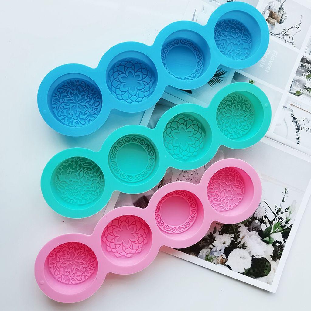 1 Khuôn Làm Bánh Trung Thu Bằng Silicone Hình Hoa 4 Kiểu Sáng Tạo DIY