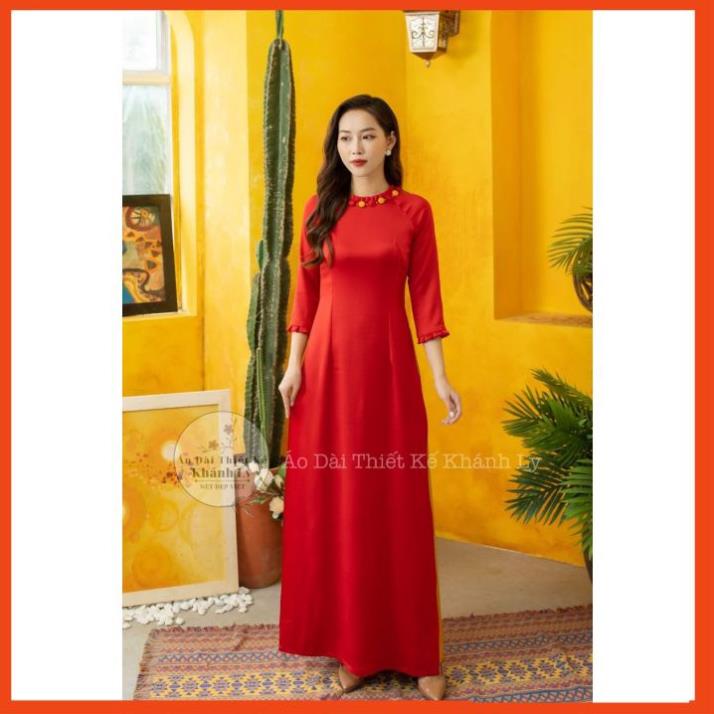 Áo dài đỏ lụa cao cấp mẫu mới nhất_áo dài cưới,mặc đám hỏi, sự kiện hội nghị