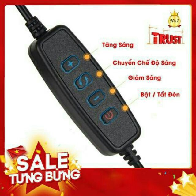 Đèn Livestream 26cm tặng kèm chân đèn cao 2m và kẹp điện thoại . Hỗ trợ livestream bán hàng, makeup, chụp ảnh