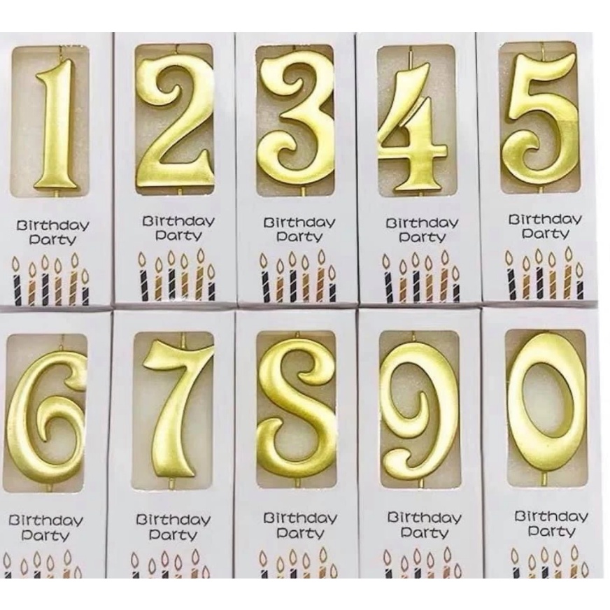 Nến số Nhũ vàng trang trí bánh sinh nhật