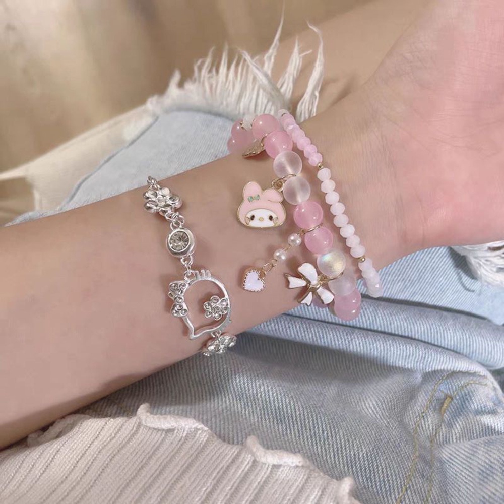 Bộ 2 Vòng Tay Chuỗi Hạt Pha Lê Siêu Dễ Thương Cho Bạn Gái