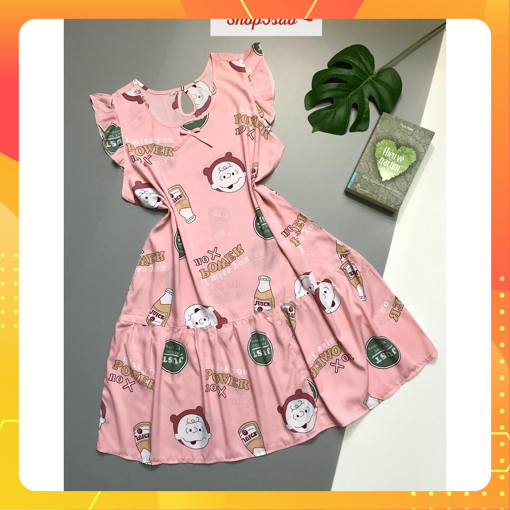 Váy lanh - Đầm ngủ mặc nhà lanh (tole) SHOP5SAO đuôi cá BIGSIZE (55-70kg)