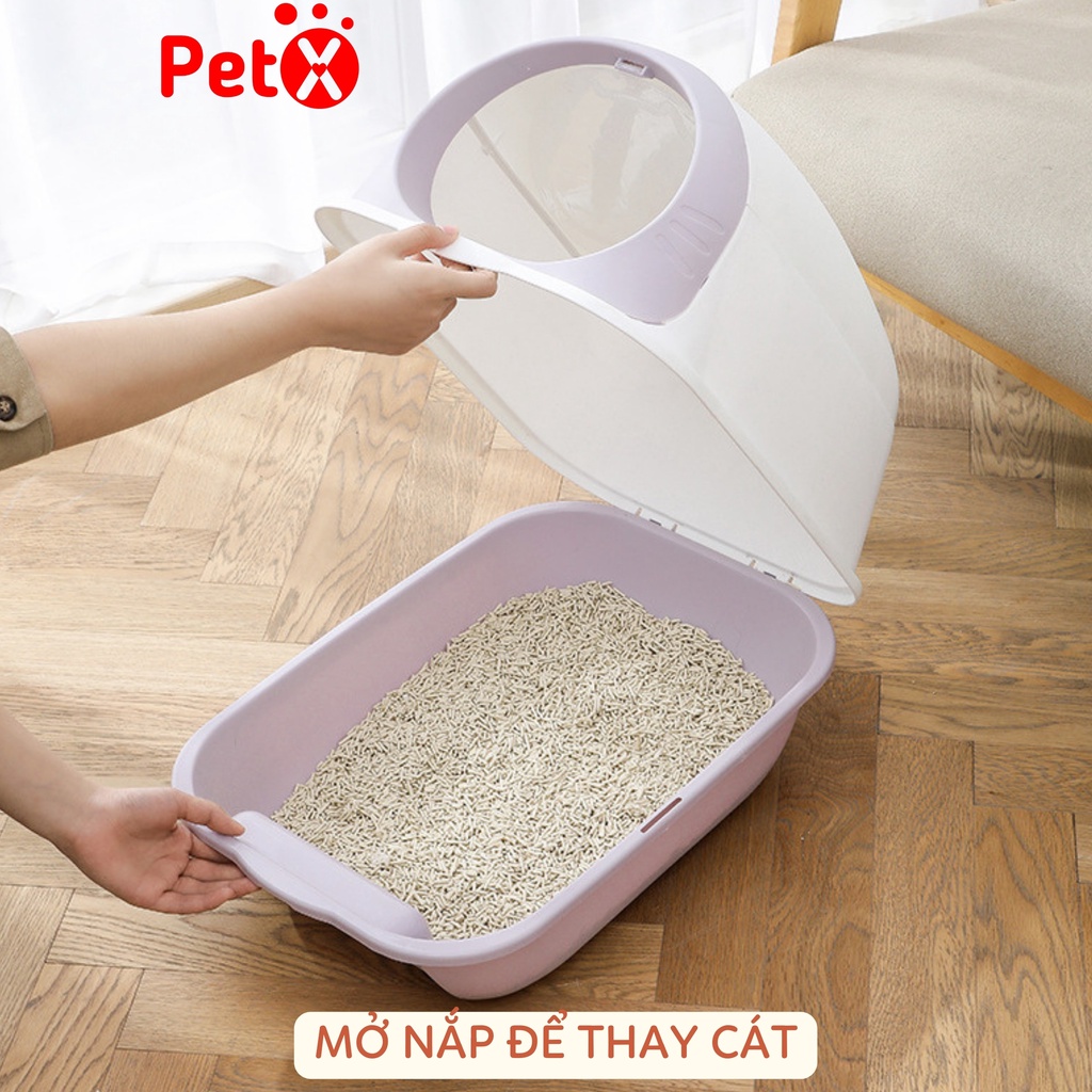 Nhà vệ sinh cho mèo giá rẻ cửa kín có thể chuyển đổi thành khay vệ sinh mở  PetX