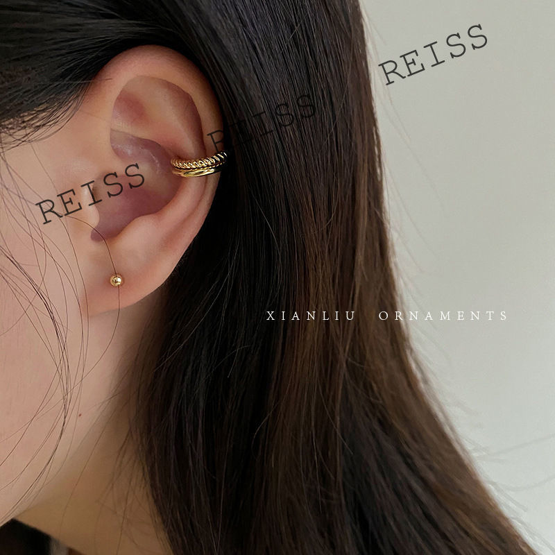 Set 3 Khuyên Kẹp Vành Tai Mạ Vàng Đính Đá Zircon Đơn Giản Thời Trang