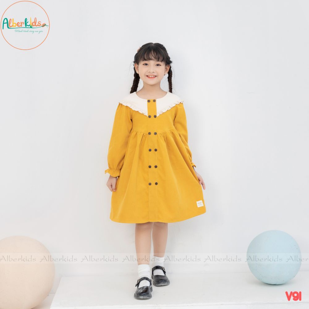 Váy bé gái thu đông  Alber Kids cổ tim công chúa xinh đẹp Lila Dress cho trẻ em 2,3,4,5,6,7,8,9,10,11,12 tuổi [V91]