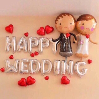 Bóng chữ happy wedding