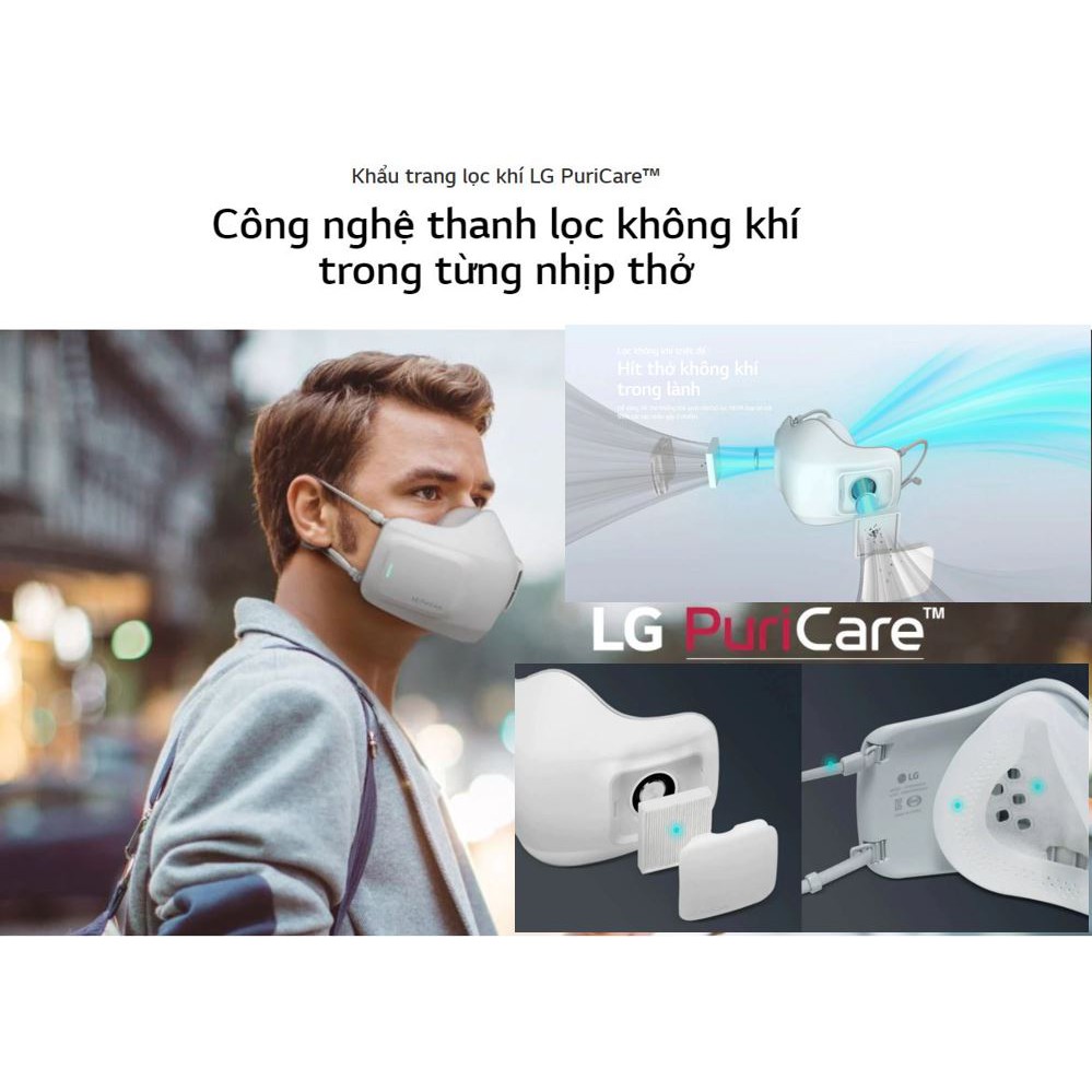 Khẩu trang lọc không khí LG PuriCare™  ( Chính hãng BH điện tử LG Electronics VN 12 tháng + màng lọc HEPA H13))