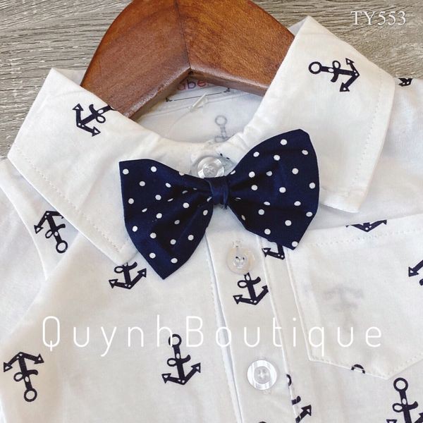 Quần áo sơ sinh [QUỲNH BOUTIQUE ] Set yếm mỏ neo cho bé (5-15kg)