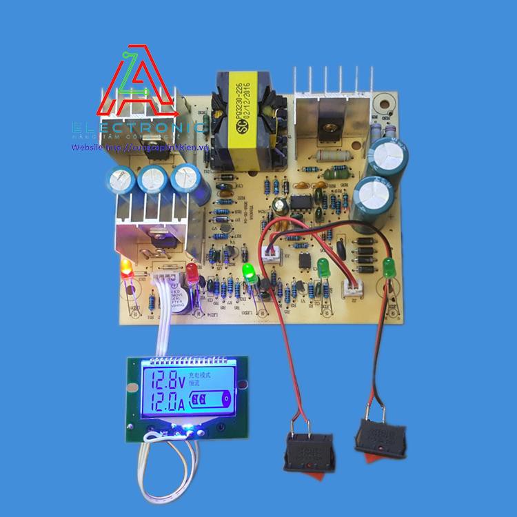 Mạch sạc bình 12V 24V 200Ah hiển thị LCD, Mạch sạc 200Ah