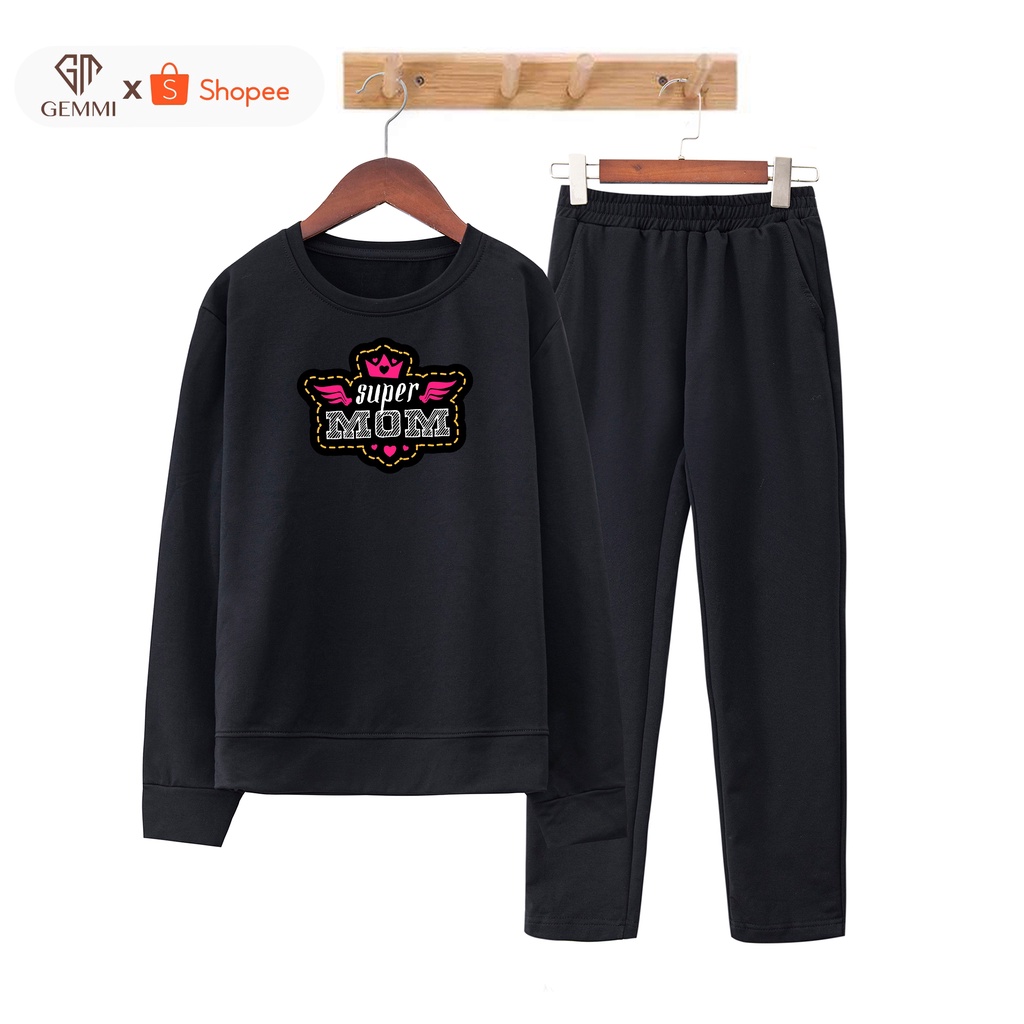 Bộ đồ nữ mặc nhà thiết kế cao cấp dài tay vải da cá cotton Gemmi Fashion DB04