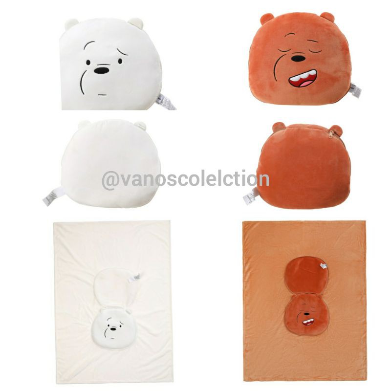 Miniso Bộ Chăn Gối In Hình Chú Gấu We Bare Bears Dễ Thương