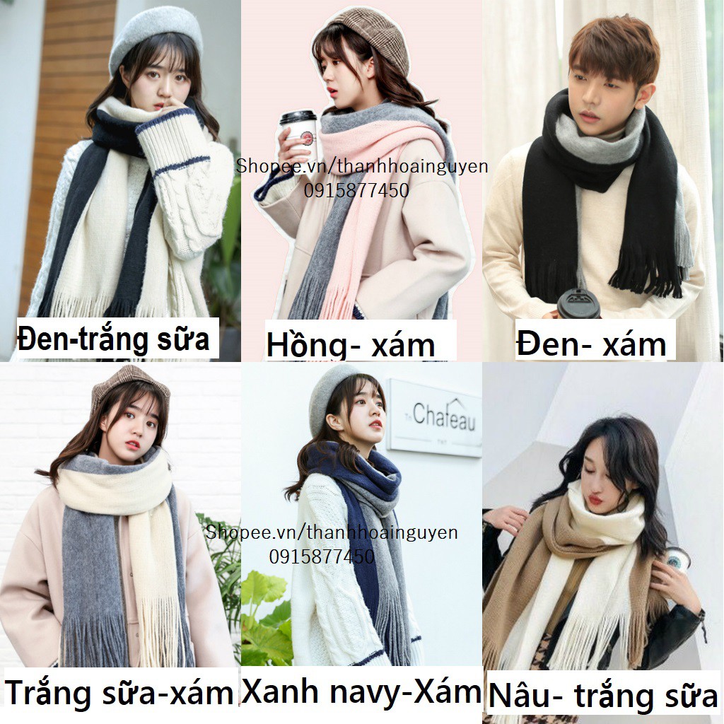 Khăn chất len Cashmere 2 màu style Hàn Quốc dành cho cả nam và nữ
