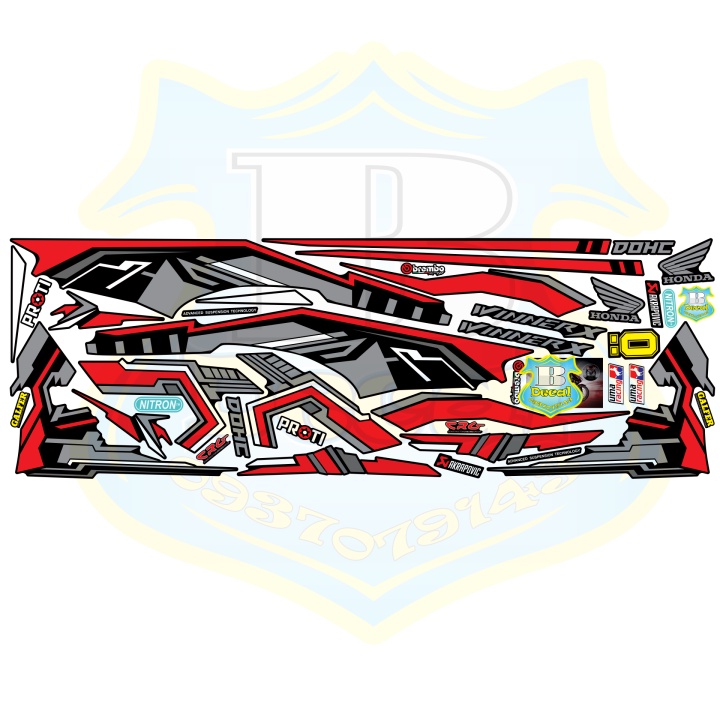 ( Quí khách vui lòng mang ra tiệm cho thợ dán ) Tem winner X robo đỏ đen