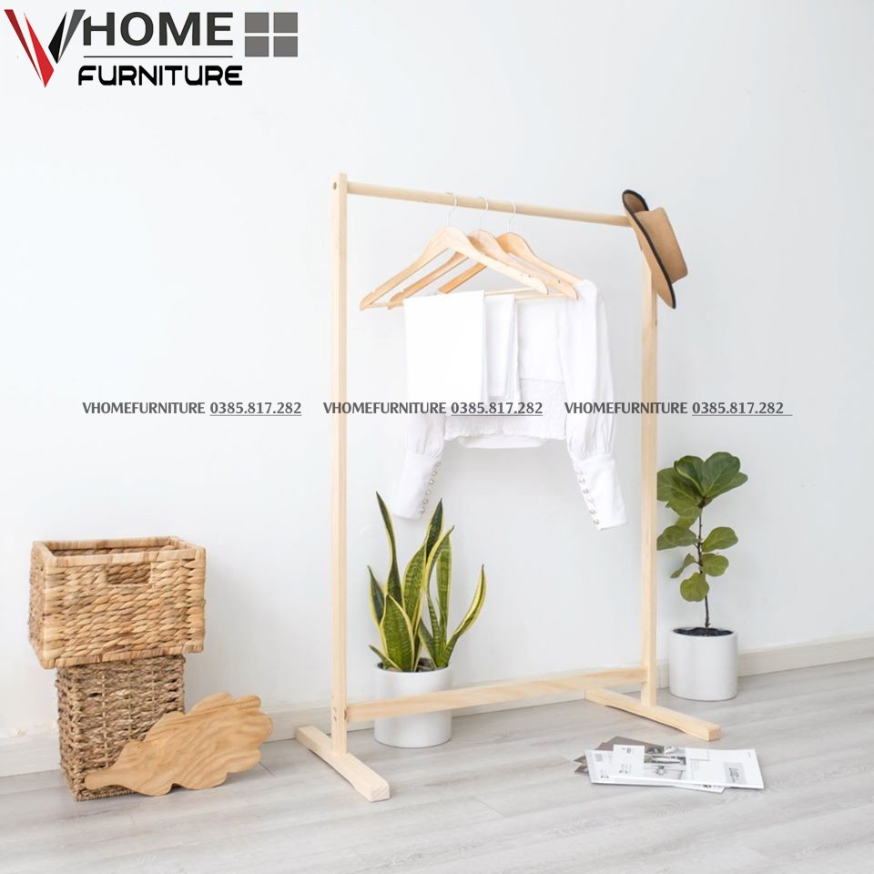 Giá Treo Quần Áo Gỗ Thanh Đơn Size M Nội Thất Kiểu Hàn Lắp Ráp- VHOME Furniture