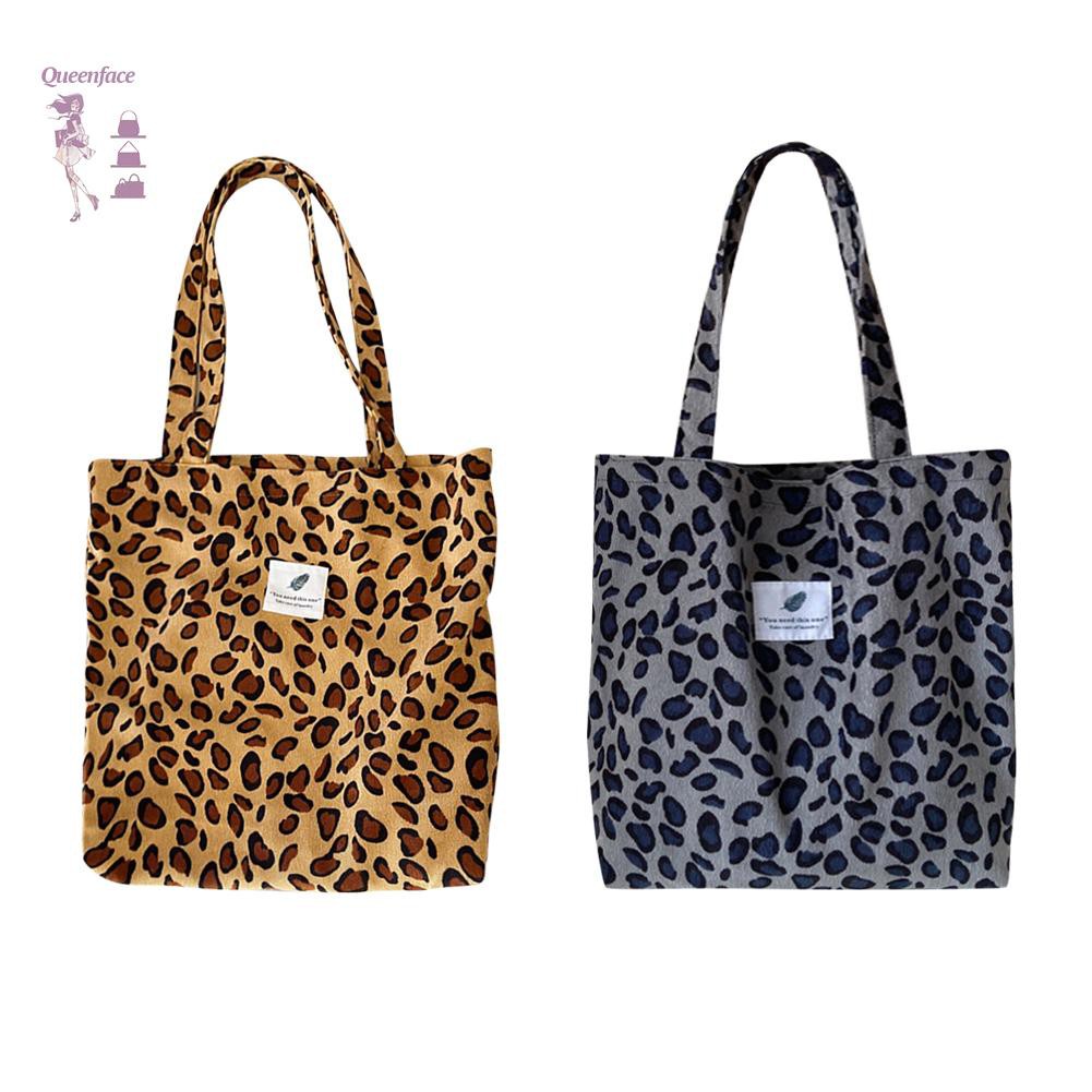 Queen_Autumn Corduroy Shoulder Bag Women Animal Pattern Big Capacity Handbag Tote☆