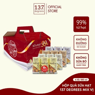 Hộp quà Sữa hạt 137 Degrees Mix vị hạnh nhân, óc chó, hạt dẻ cười 180ml 12