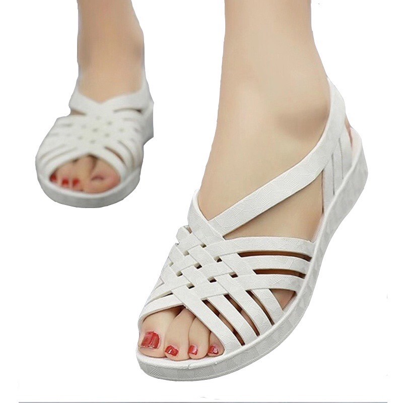 Sandal đúc nguyên khối đi mưa nhựa dẻo gót 3cm