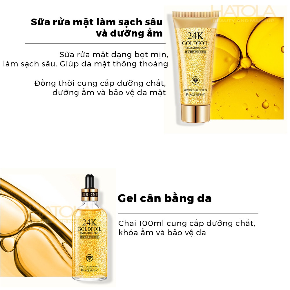 Bộ dưỡng da cao cấp tinh chất vàng 24K phục hồi trẻ hóa làn da giúp da trắng hồng sáng mịn chắc khỏe Hatola